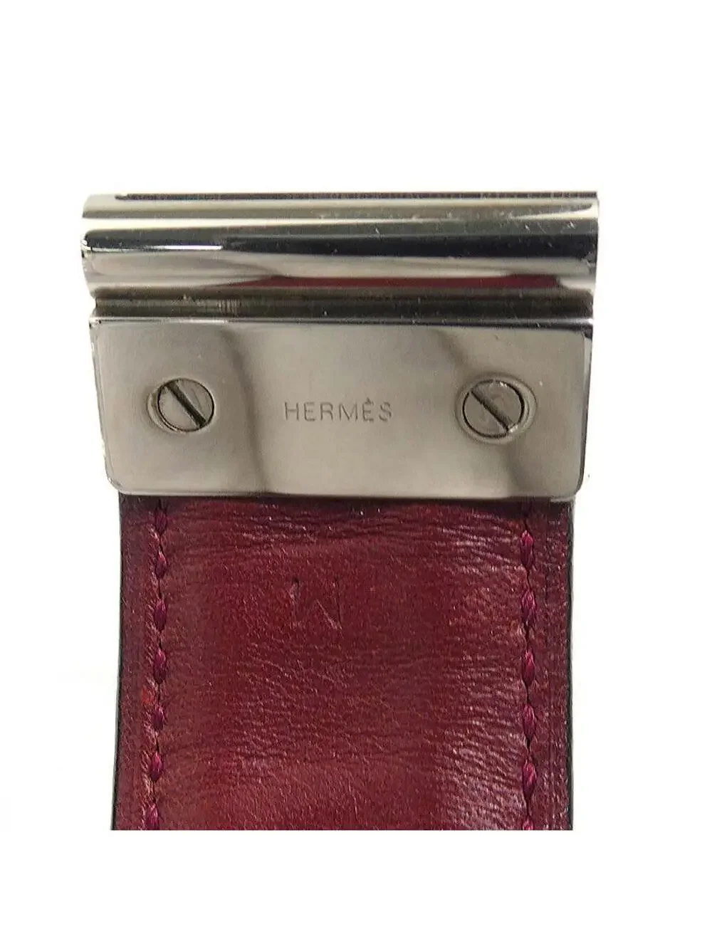 Auth Hermes Bracelet Burgundy/Silver #302850H19B